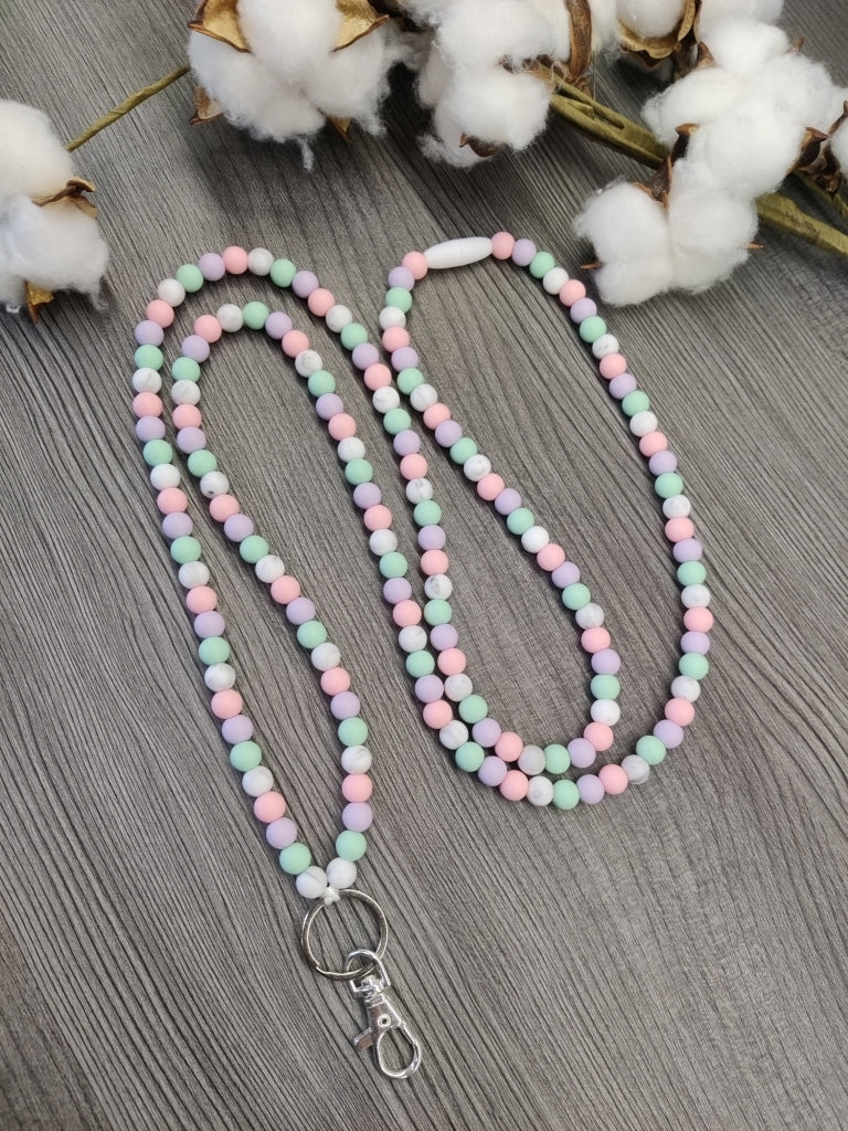 Avainkaulanauha 90cm (marmori / minttu / vaaleanliila / vaaleanpunainen)