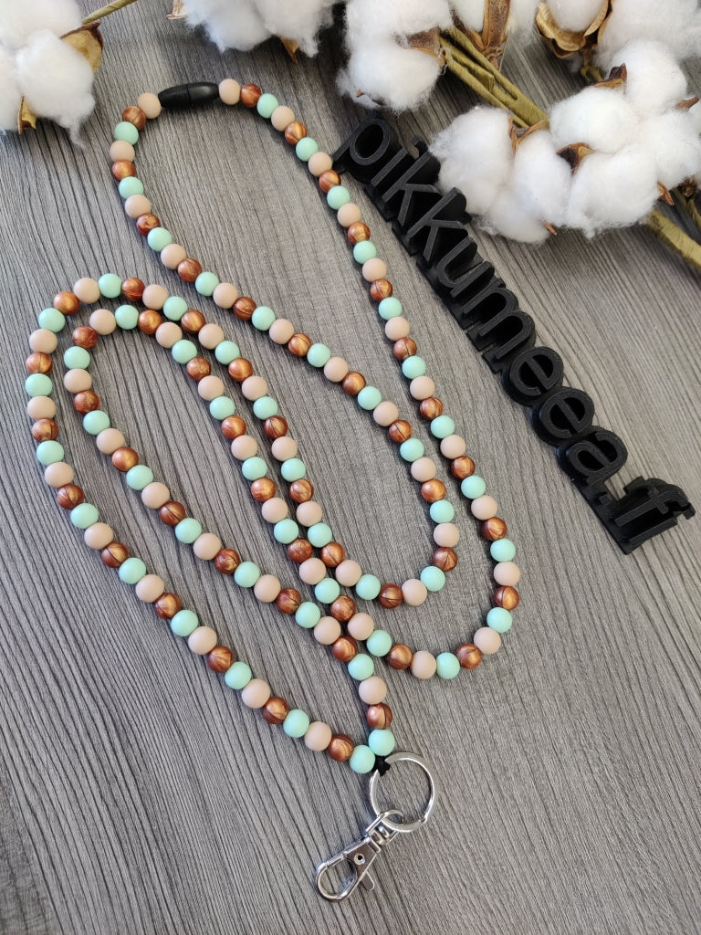 Avainkaulanauha 90cm (beige / minttu / kupari)