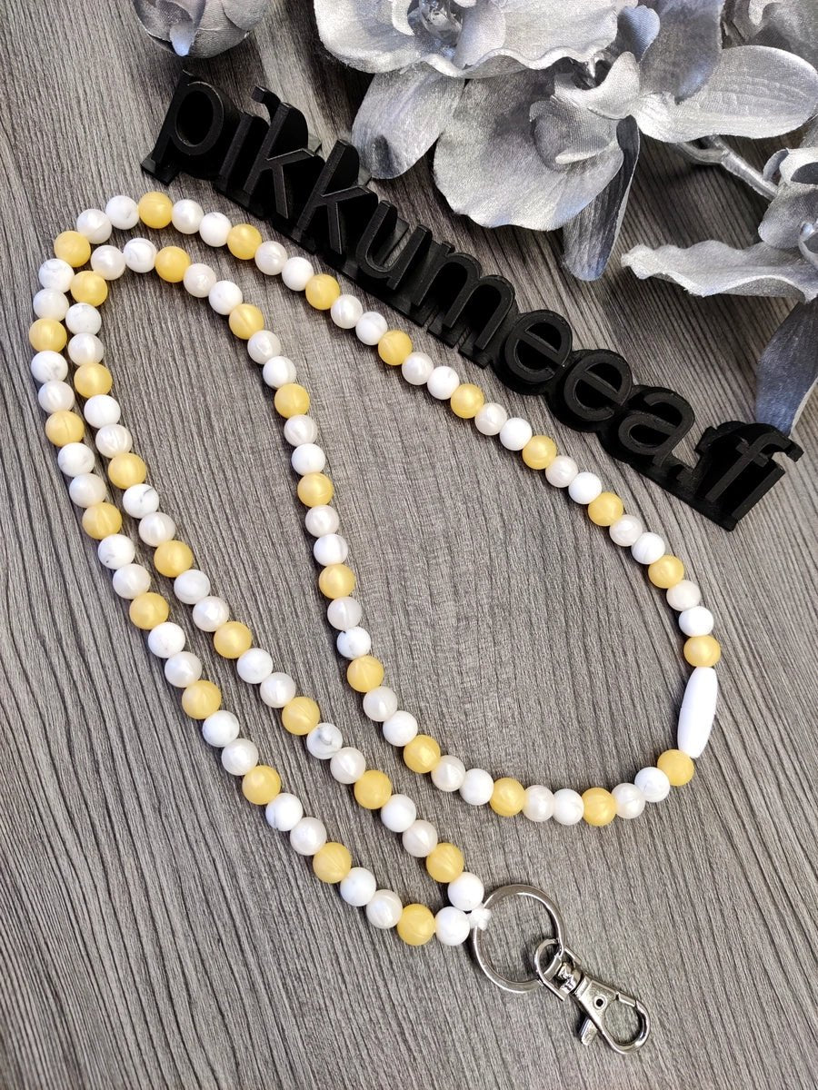 Avainkaulanauha 90cm (marmori / helmiäiskulta / helmiäisvalkoinen) - pikkumeea