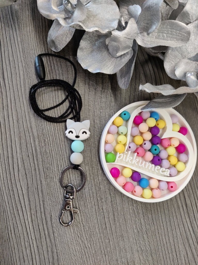 Avainkaulanauha kettu 75cm (vaaleanharmaa / vedensininen) - pikkumeea