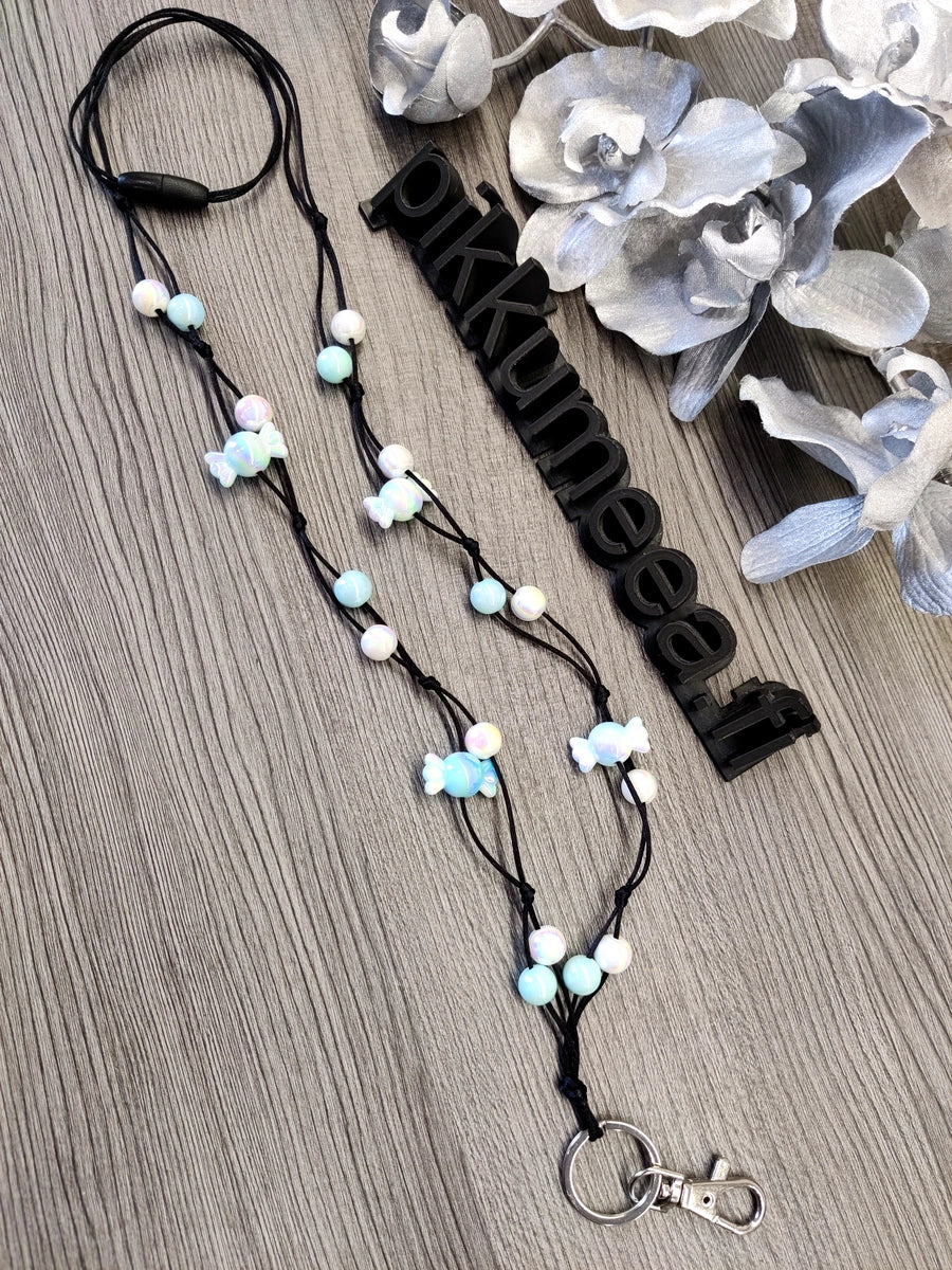 Avainkaulanauha Karkki - Valkoinen-vaaleansininen