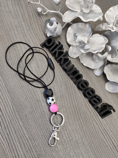 Avainkaulanauha Jalkapallo 75cm - pinkki