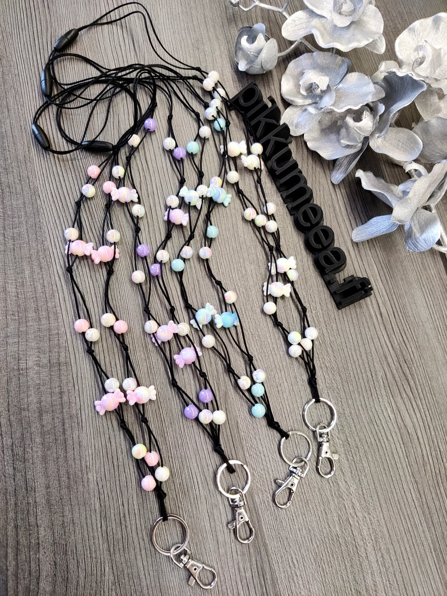 Avainkaulanauha Karkki akryylihelmillä 90cm (eri värejä)