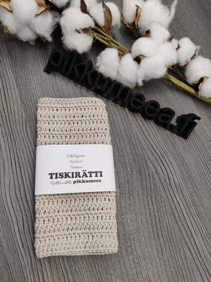 Virkattu tiskirätti - bambulanka 70% (eri värejä)