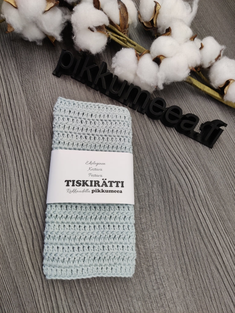 Virkattu tiskirätti - bambulanka 50% (eri värejä)
