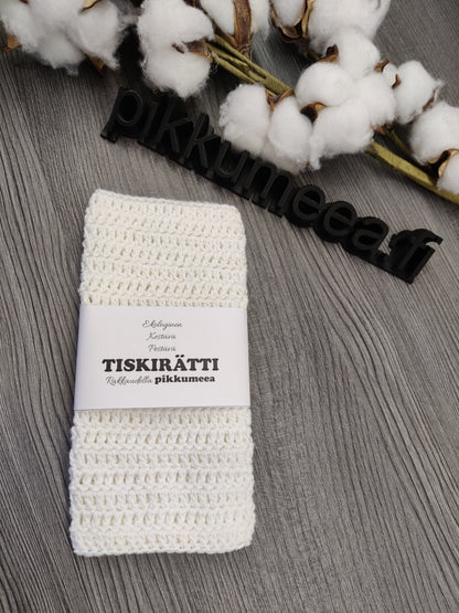Virkattu tiskirätti - bambulanka 50% (eri värejä)