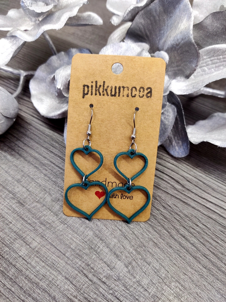 Korvakorut Kaksi sydäntä - pieni (eri värejä)