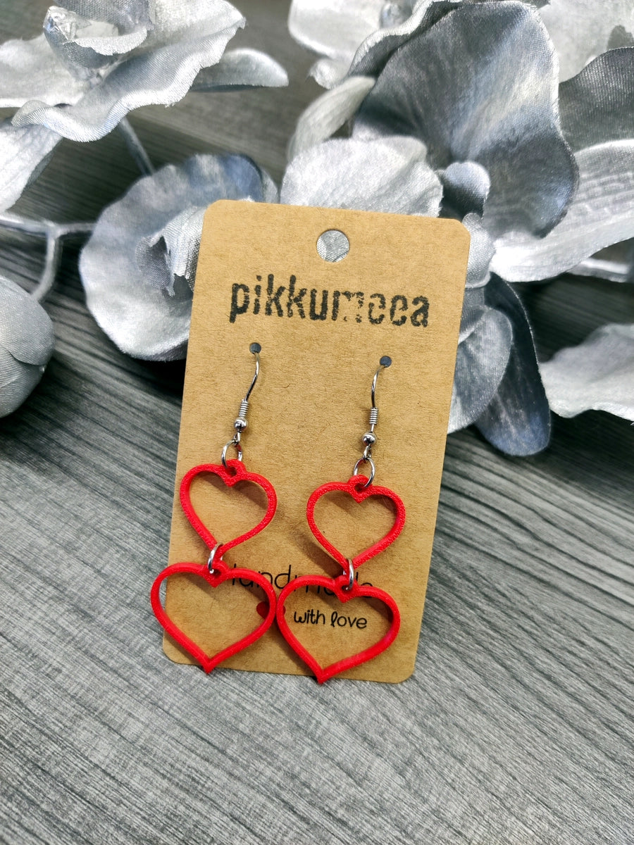 Korvakorut Kaksi sydäntä - pieni (eri värejä)