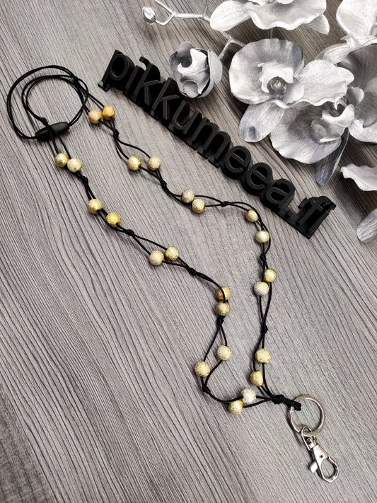 Avainkaulanauha akryylihelmillä 90cm (kulta)