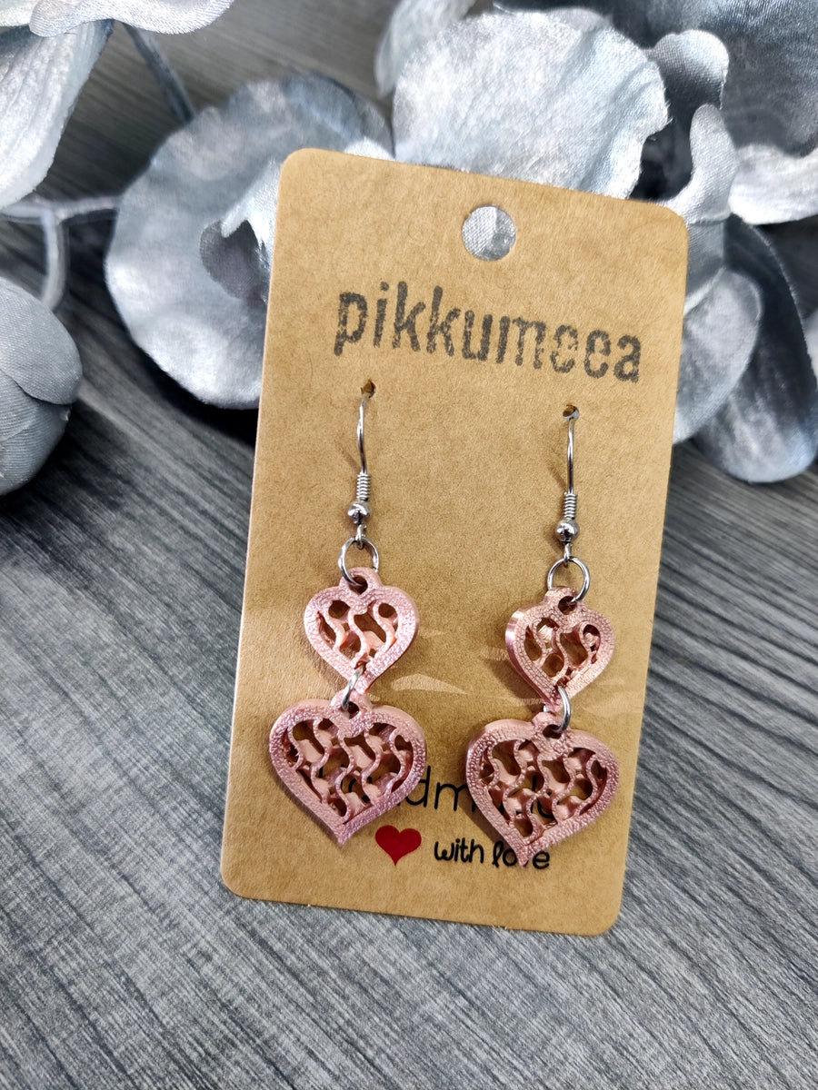 Korvakorut Kaksi sydäntä Aalto - Ruusukulta