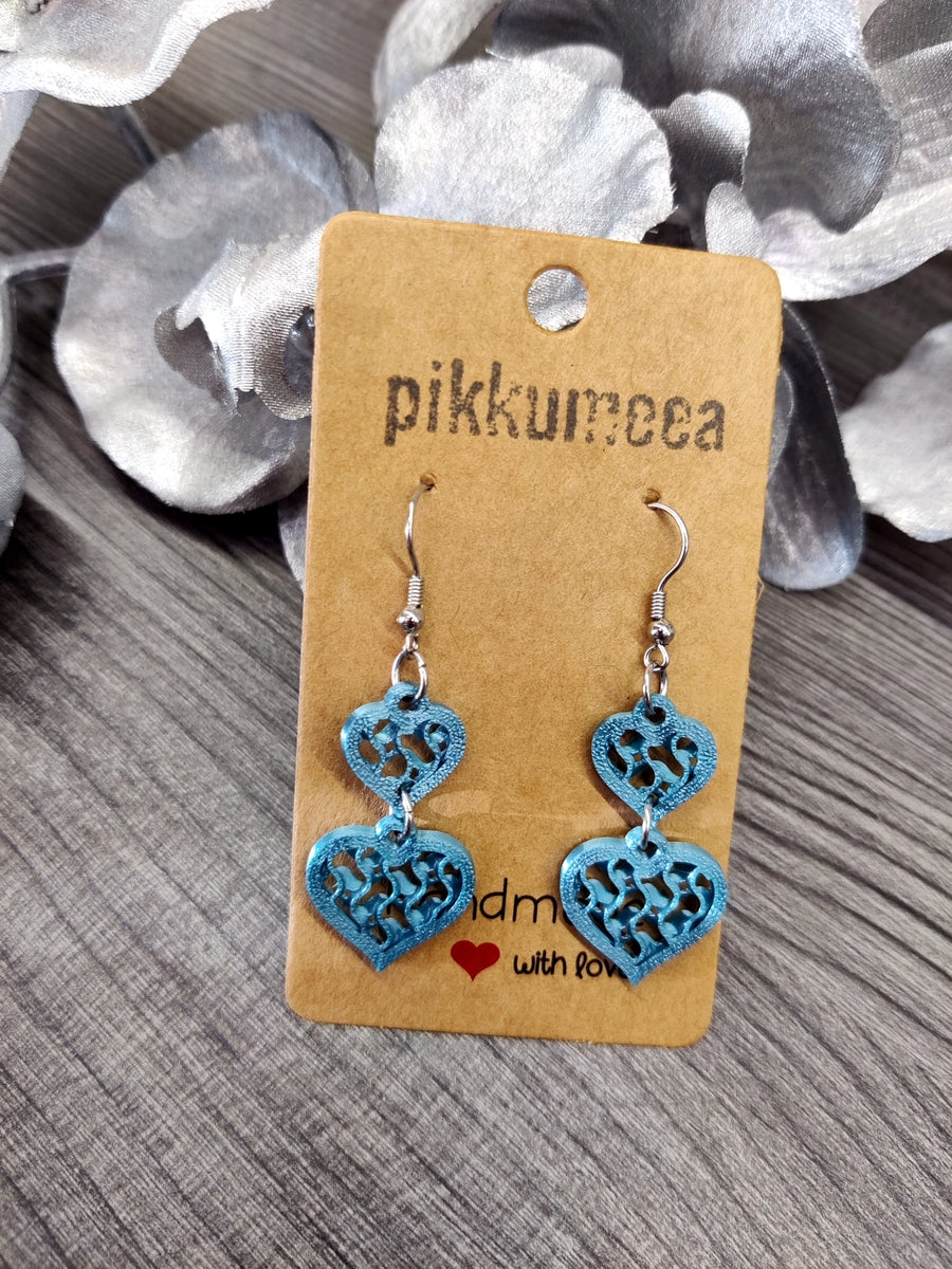 Korvakorut Kaksi sydäntä Aalto - Turkoosi