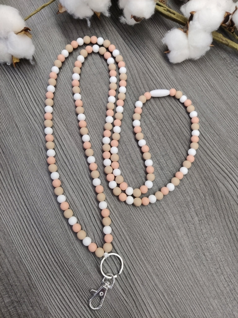 Avainkaulanauha 90cm (beige / persikka / valkoinen) - pikkumeea