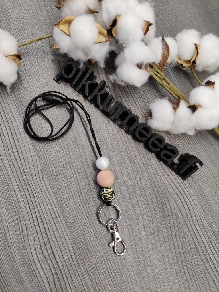 Avainkaulanauha 90cm (helmiäisvalkoinen / ruusukulta / leopardi) - pikkumeea