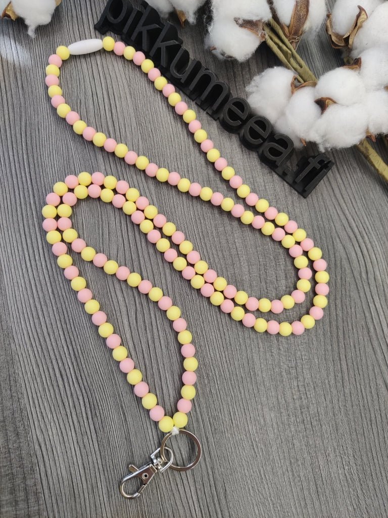 Avainkaulanauha 90cm (vaaleankeltainen / vaaleanpunainen) - pikkumeea