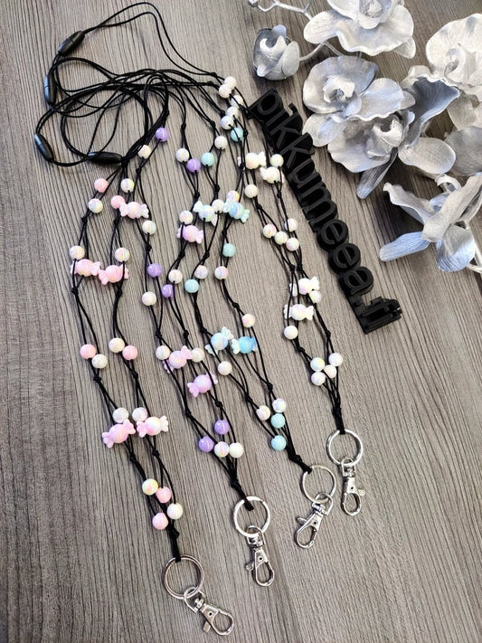 Avainkaulanauha Karkki akryylihelmillä 90cm (eri värejä) - pikkumeea