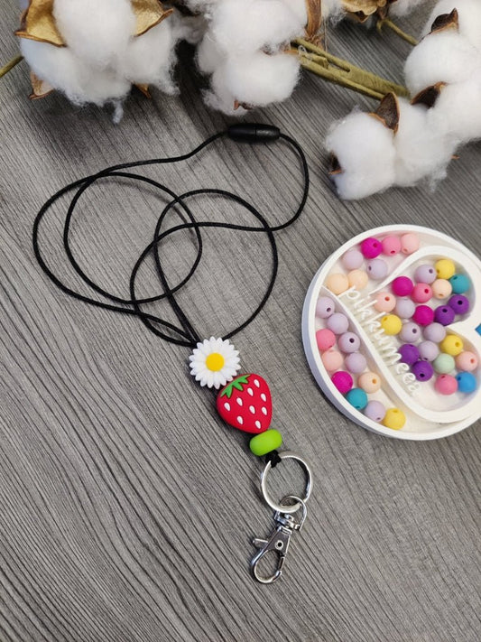 Avainkaulanauha Mansikka & kukka 90cm - pikkumeea