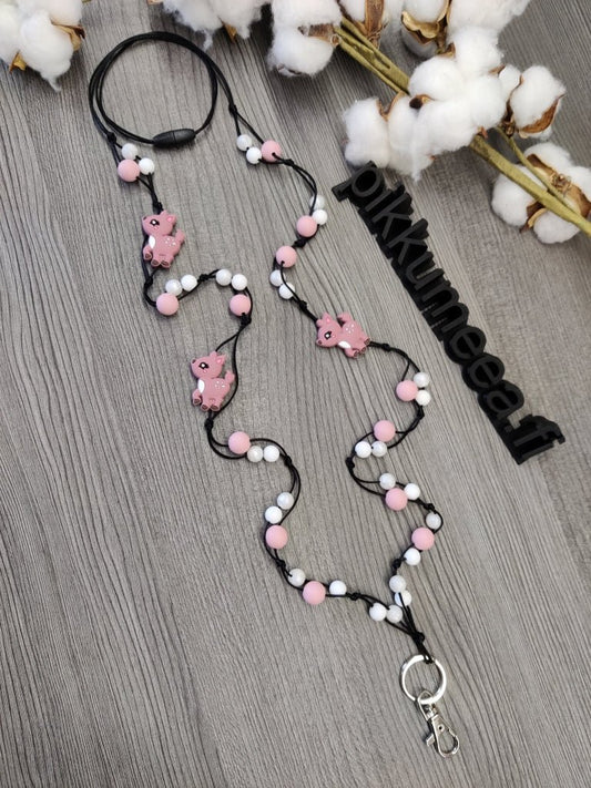 Avainnauha olan yli Bambi (roosa / helmiäisvalkoinen / valkoinen) - pikkumeea