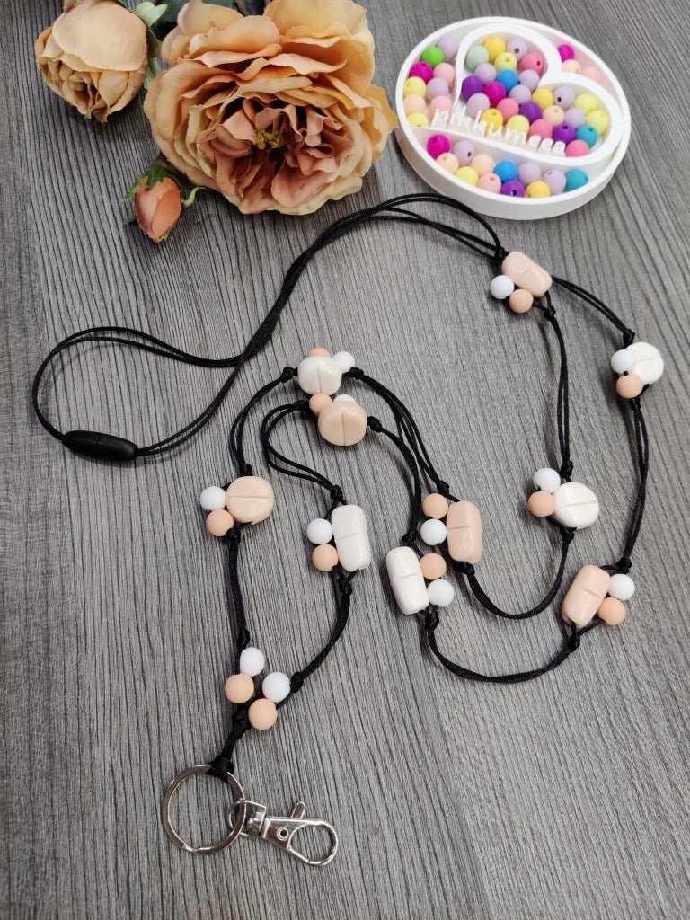 Avainnauha olan yli Pilleri Fimo (puuteri / valkoinen / persikka) - pikkumeea