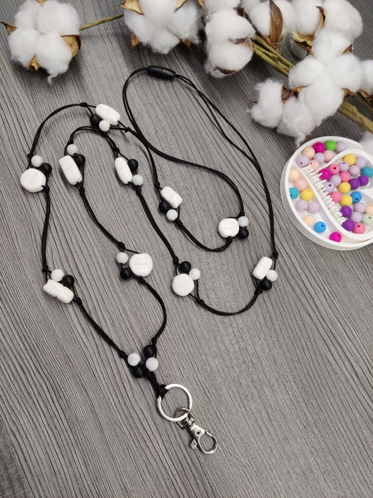 Avainnauha olan yli Pilleri Fimo (valkoinen / musta / marmori) - pikkumeea