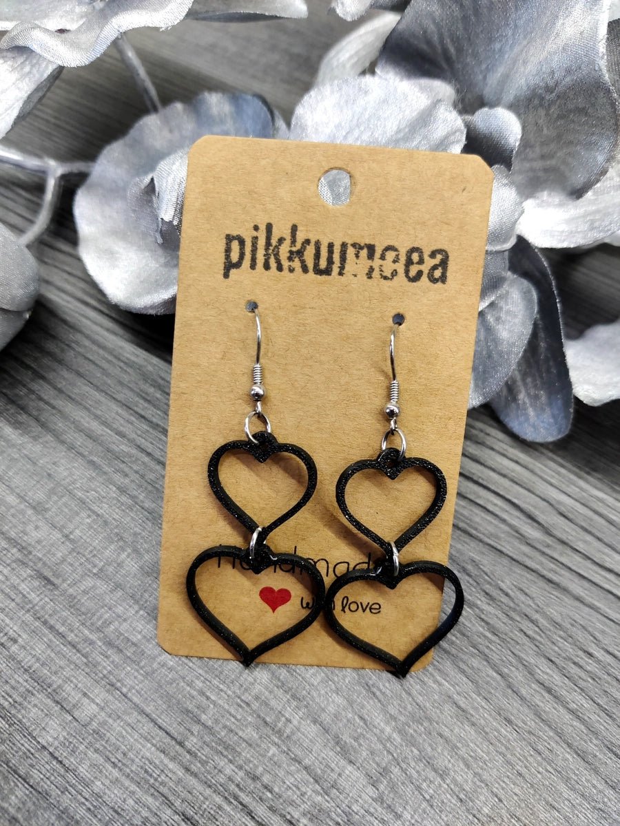 Korvakorut Kaksi sydäntä - pieni (eri värejä) - pikkumeea