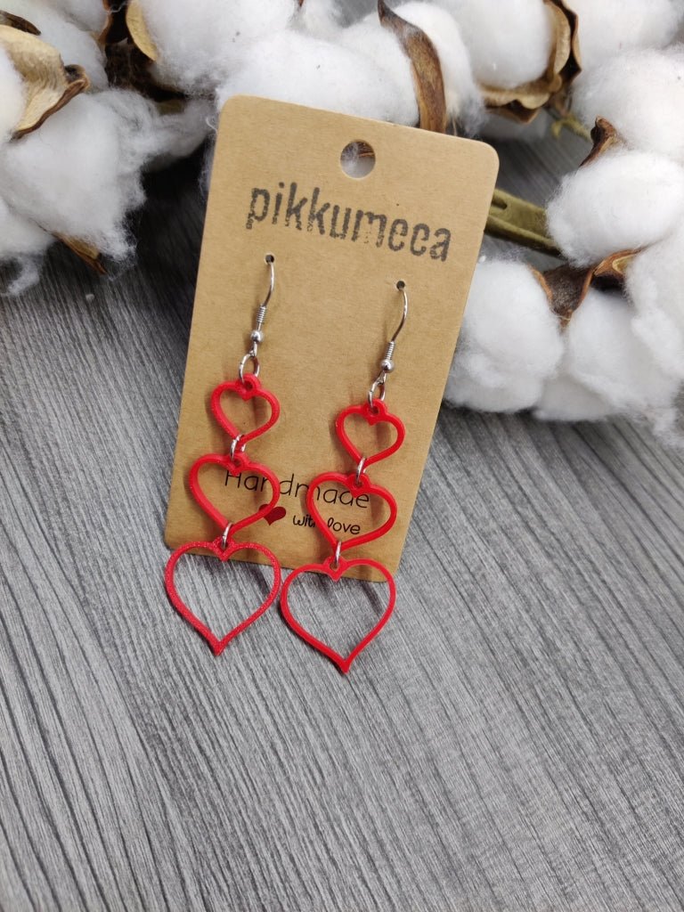 Korvakorut Kolme sydäntä - iso (eri värejä) - pikkumeea