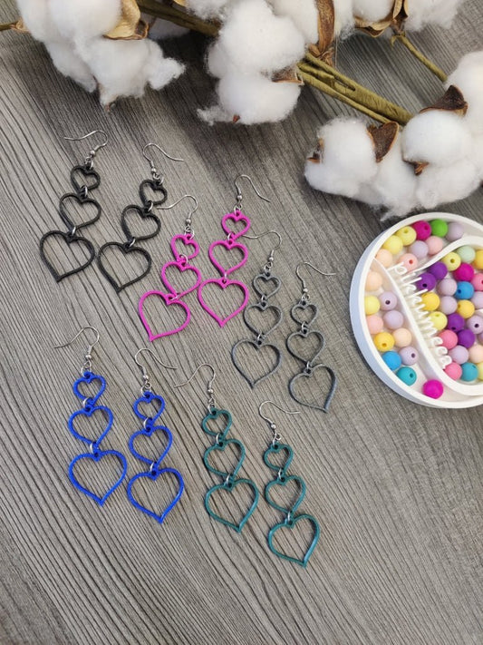 Korvakorut Kolme sydäntä - iso (eri värejä) - pikkumeea