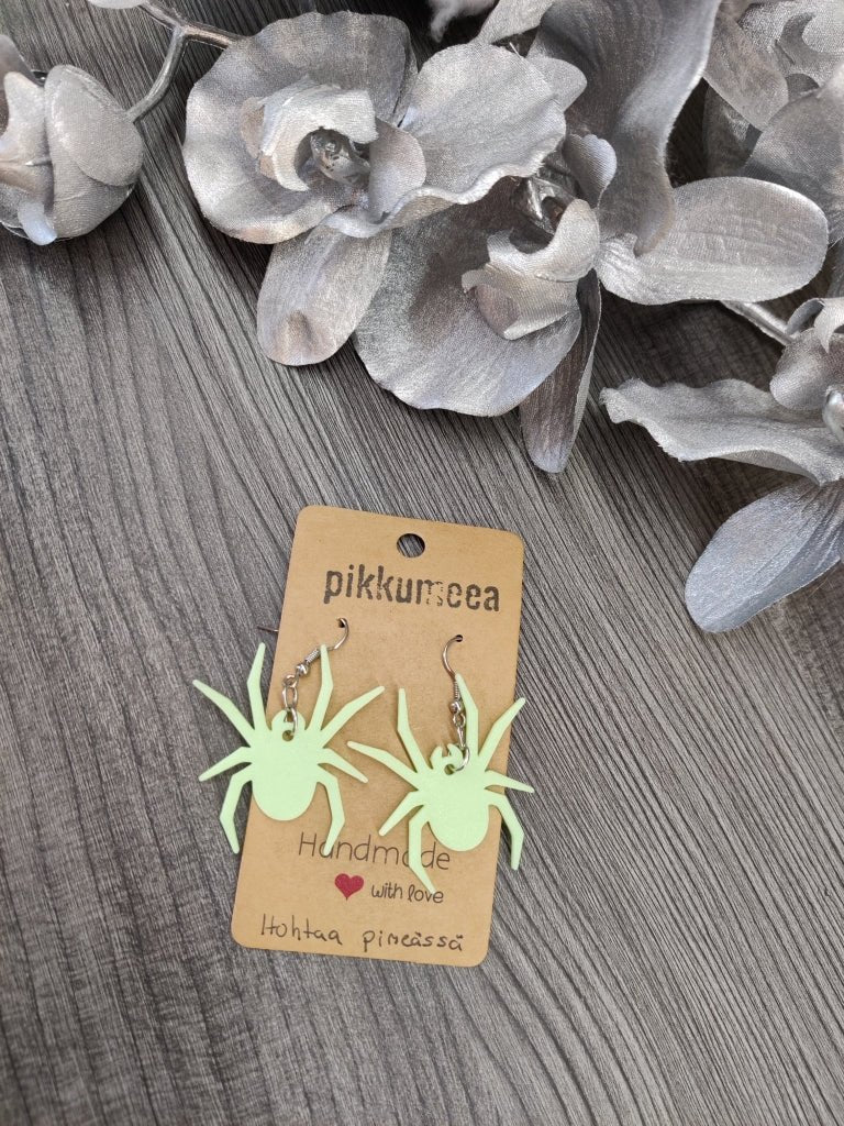 Korvakorut Pimeässä hohtava hämähäkki - iso (vaaleanvihreä) - pikkumeea