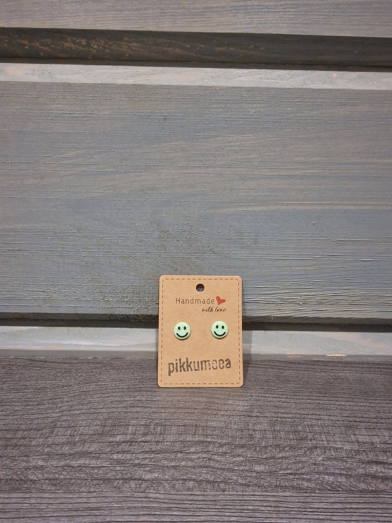 Nappikorvakorut Pimeässä hohtava smile (vaaleanvihreä / musta) - pikkumeea