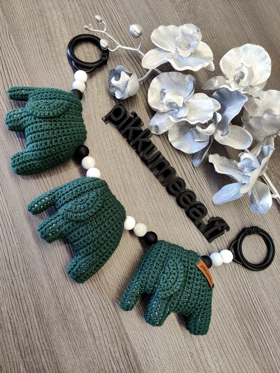 Vaunulelu kolme norsua (tummanvihreä) 36 - 39cm - pikkumeea