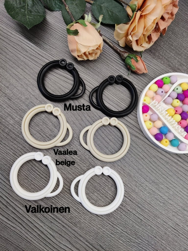 Vaunulelu kolme norsua (vaaleanharmaa / beige / valkoinen) 42 - 46 cm - pikkumeea