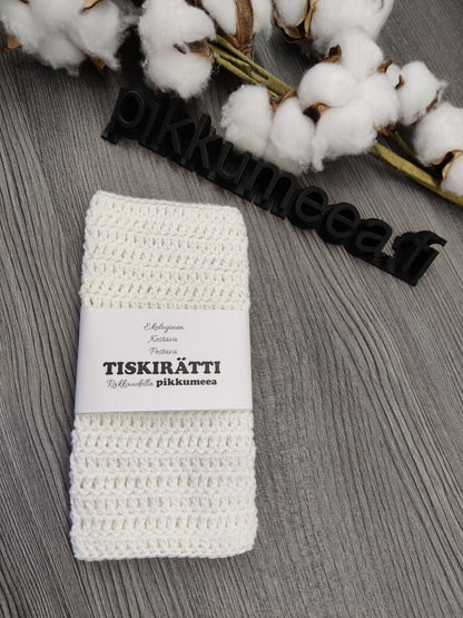 Virkattu tiskirätti - bambulanka 50% (eri värejä) - pikkumeea