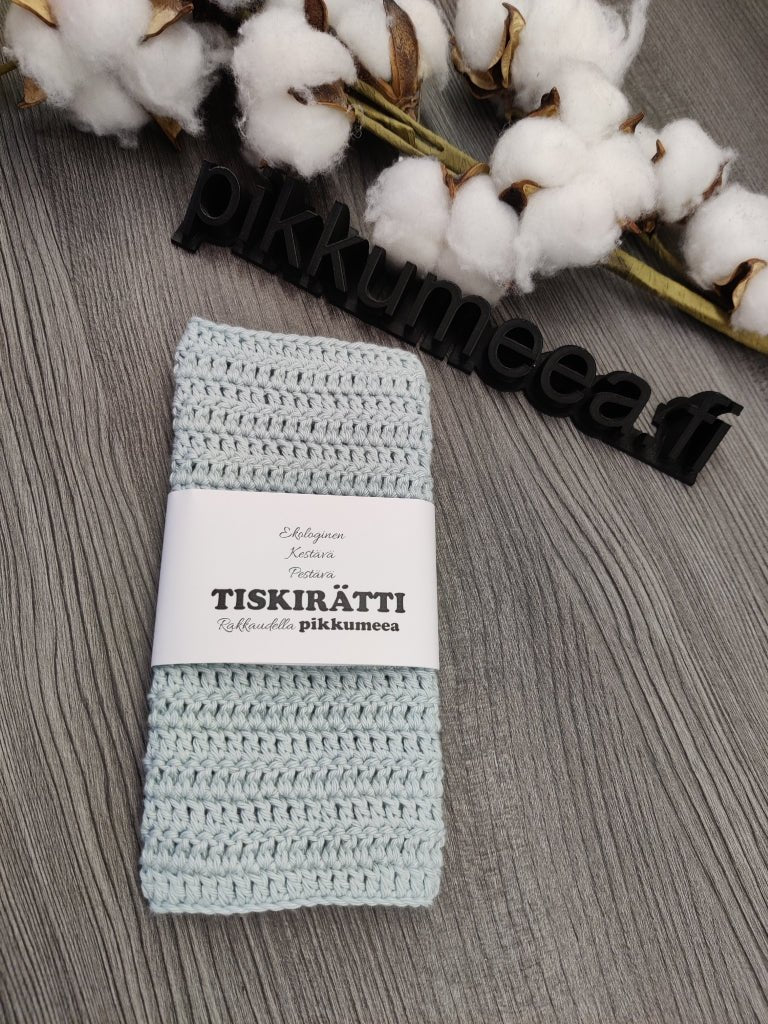 Virkattu tiskirätti - bambulanka 50% (eri värejä) - pikkumeea