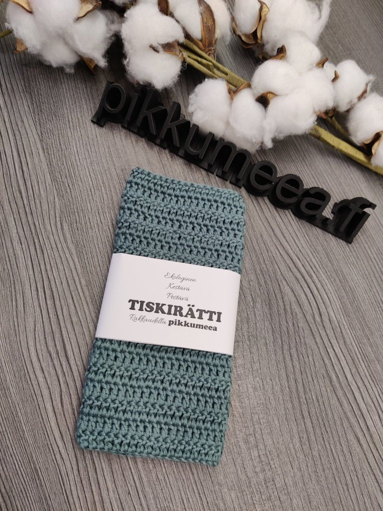 Virkattu tiskirätti - bambulanka 70% (eri värejä) - pikkumeea