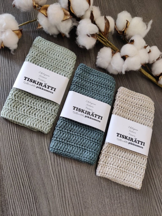 Virkattu tiskirätti - bambulanka 70% (eri värejä) - pikkumeea