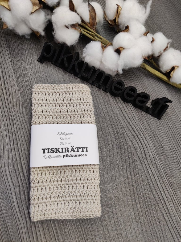 Virkattu tiskirätti - bambulanka 70% (eri värejä) - pikkumeea