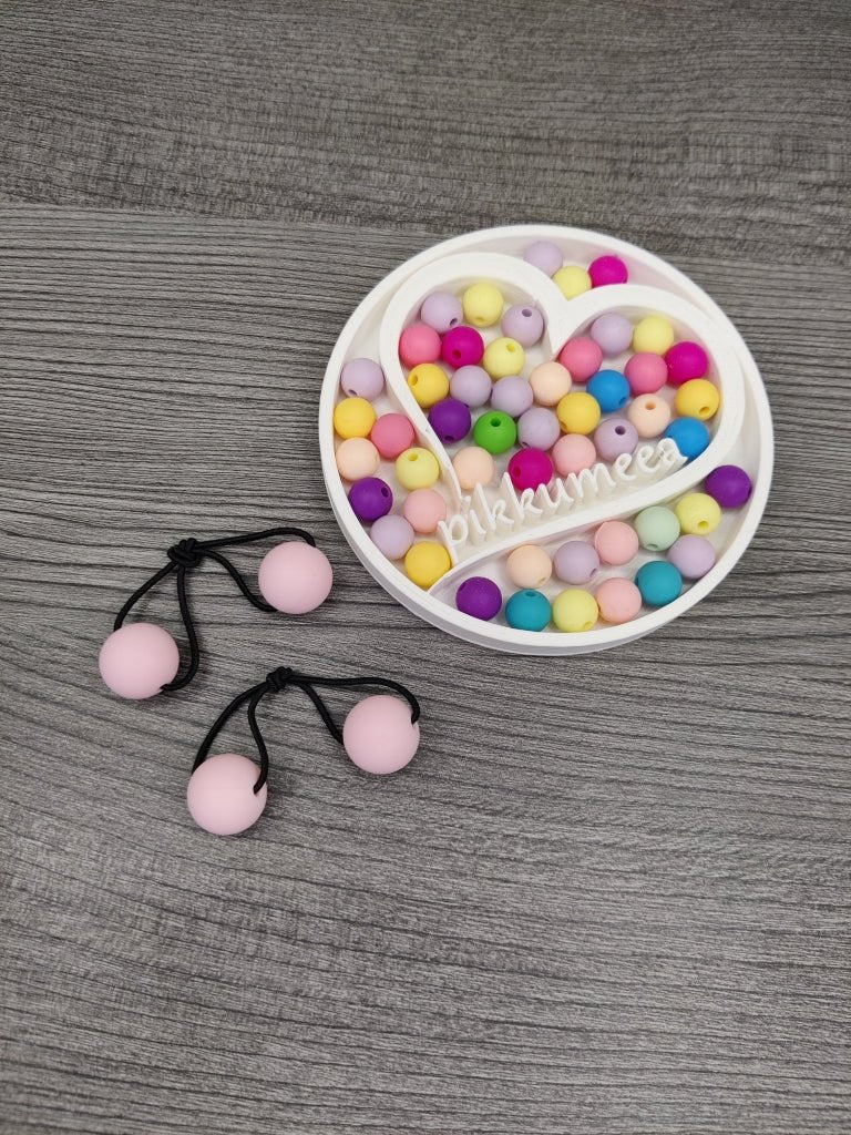 Hiusponnari silikonihelmillä (vaaleanpunainen) 2kpl - pikkumeea